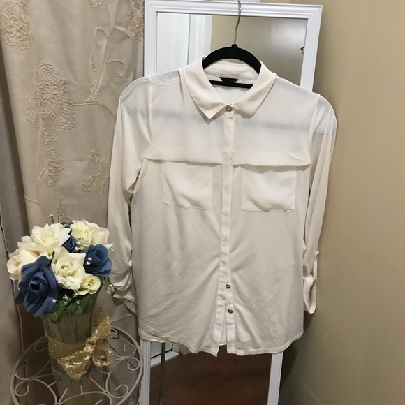 Ann Taylor Mixed Media Button Down Shirt Size S - Picture 7 of 11